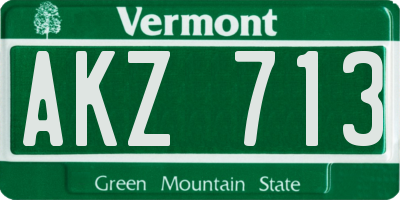 VT license plate AKZ713