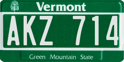 VT license plate AKZ714