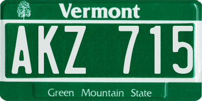 VT license plate AKZ715