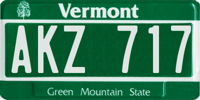 VT license plate AKZ717