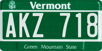 VT license plate AKZ718