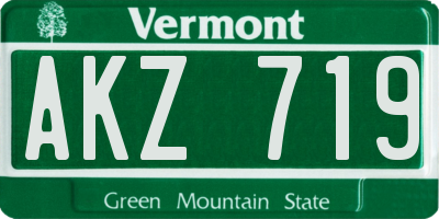 VT license plate AKZ719