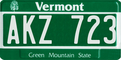 VT license plate AKZ723