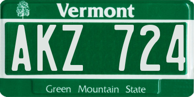 VT license plate AKZ724