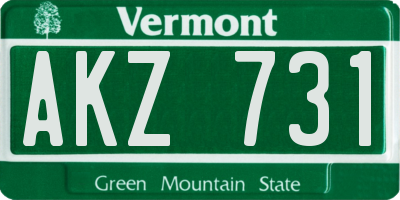VT license plate AKZ731