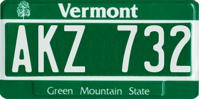 VT license plate AKZ732
