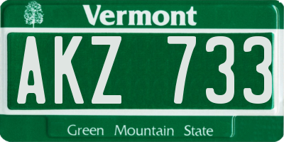 VT license plate AKZ733