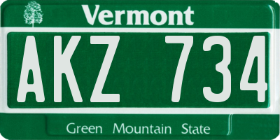 VT license plate AKZ734