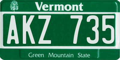 VT license plate AKZ735