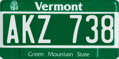 VT license plate AKZ738