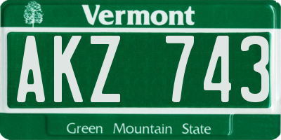 VT license plate AKZ743
