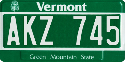 VT license plate AKZ745