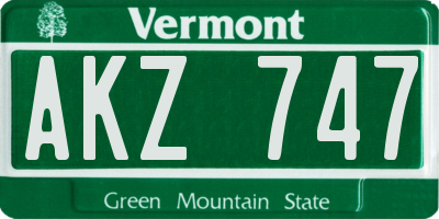 VT license plate AKZ747
