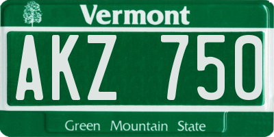 VT license plate AKZ750