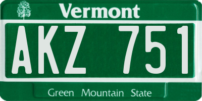 VT license plate AKZ751