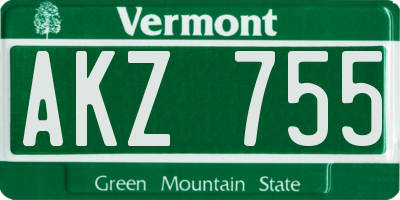 VT license plate AKZ755