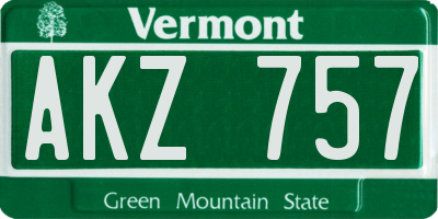 VT license plate AKZ757