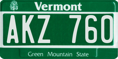 VT license plate AKZ760