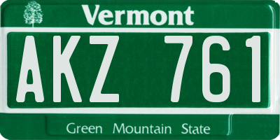 VT license plate AKZ761