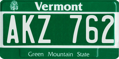 VT license plate AKZ762