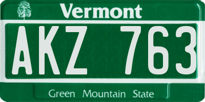 VT license plate AKZ763