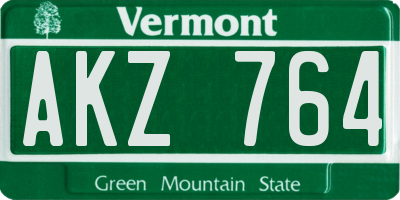 VT license plate AKZ764