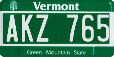 VT license plate AKZ765