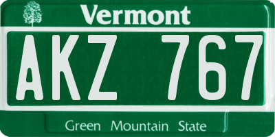 VT license plate AKZ767