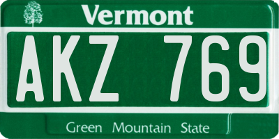 VT license plate AKZ769