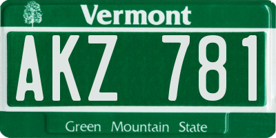 VT license plate AKZ781