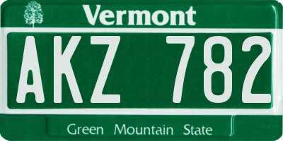 VT license plate AKZ782
