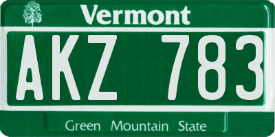 VT license plate AKZ783