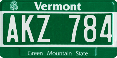 VT license plate AKZ784