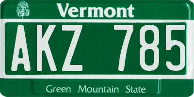 VT license plate AKZ785
