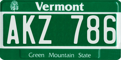 VT license plate AKZ786