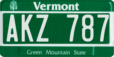VT license plate AKZ787