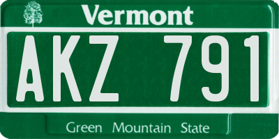 VT license plate AKZ791