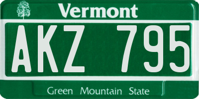 VT license plate AKZ795
