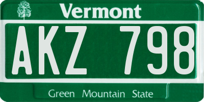 VT license plate AKZ798