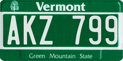 VT license plate AKZ799