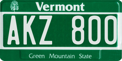 VT license plate AKZ800