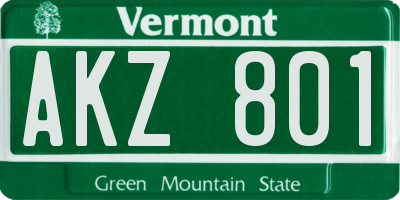 VT license plate AKZ801