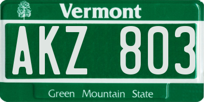 VT license plate AKZ803
