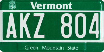 VT license plate AKZ804