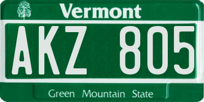 VT license plate AKZ805