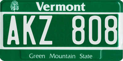 VT license plate AKZ808