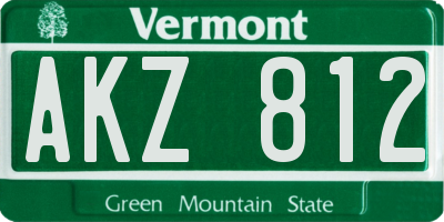 VT license plate AKZ812