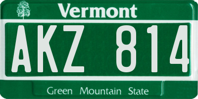VT license plate AKZ814