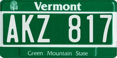 VT license plate AKZ817
