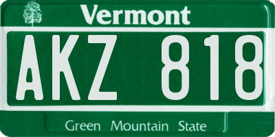 VT license plate AKZ818